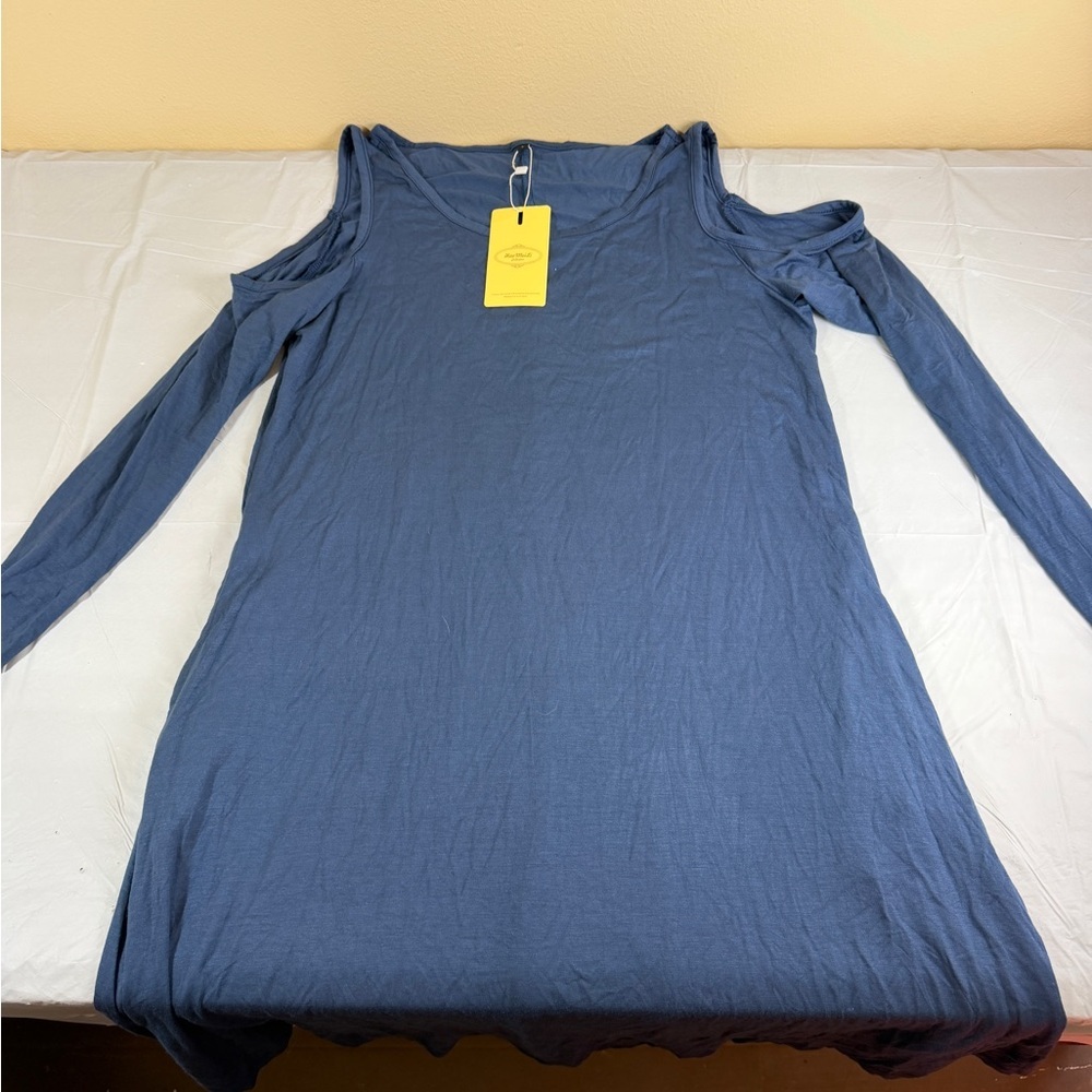 Elegant Long-Sleeve‎ Blue Dress